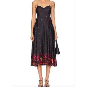 Free People Intimately On My Own Printed Maxi Dress In Black Combo • Size S